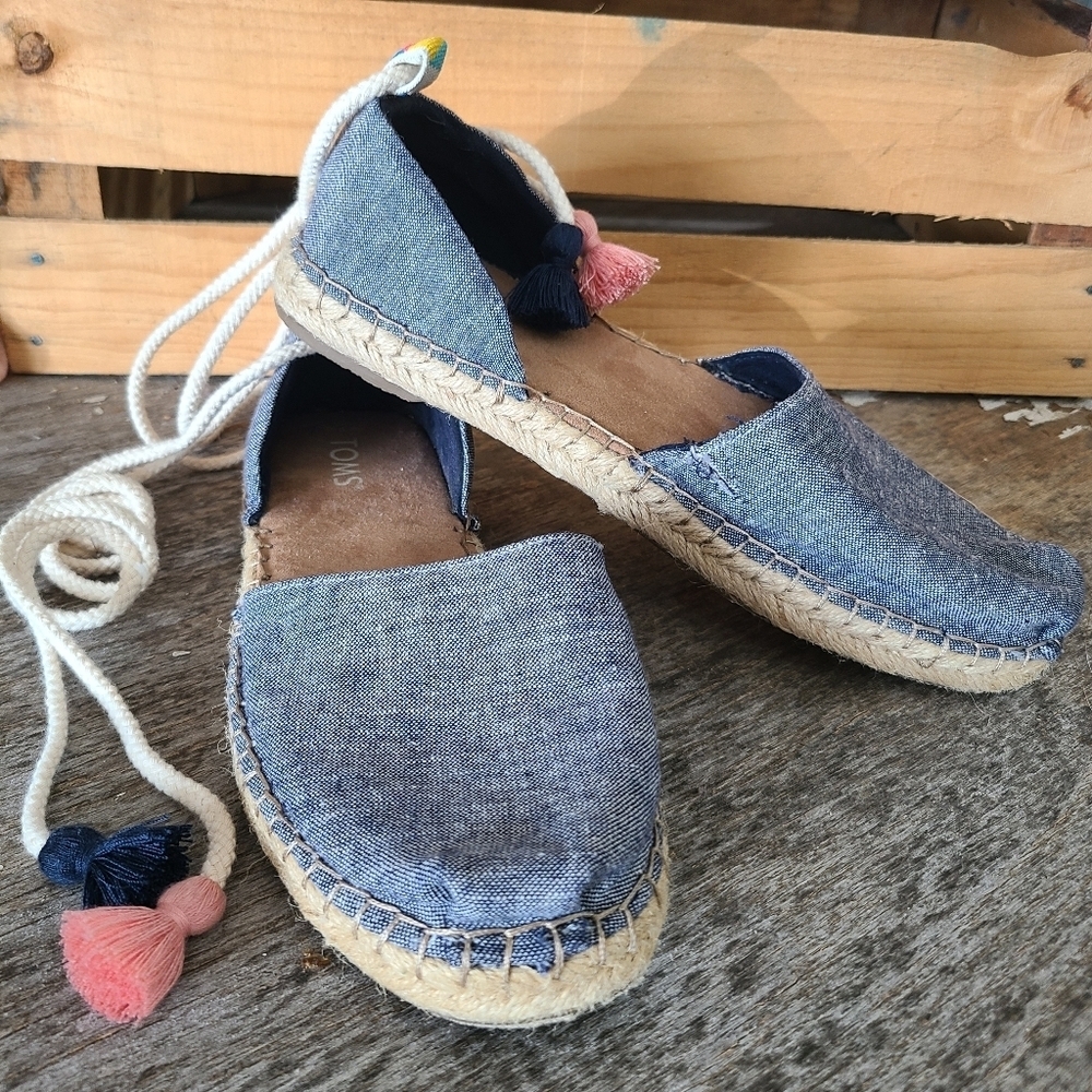 TOMS Katalina Espadrille Ankle Wrap Sandal Size 7.5